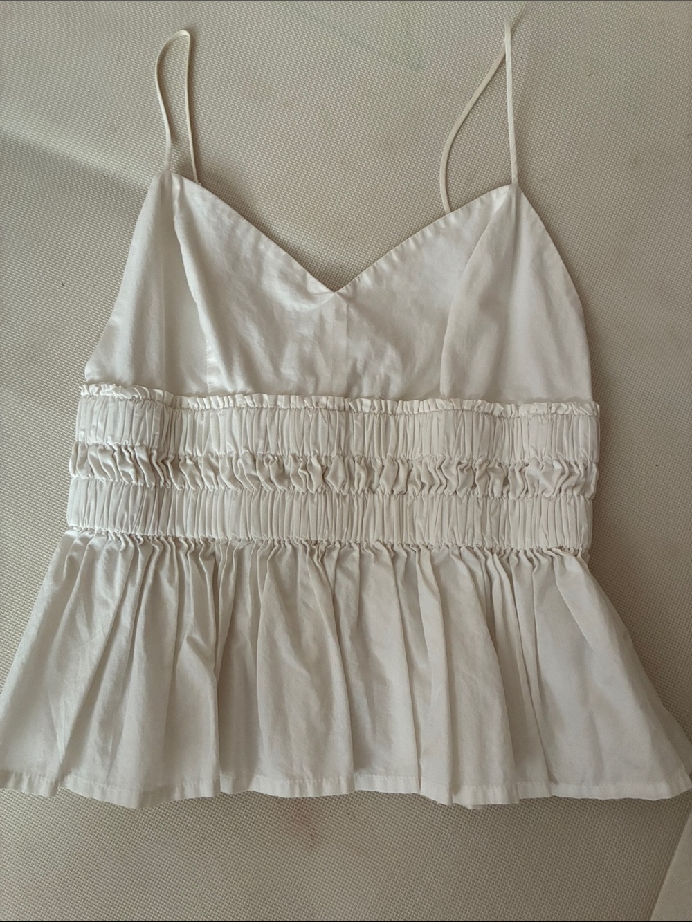 Express White Smocked Peplum Camisole